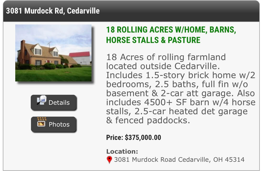 Real home, Cedarville, Ohio, Country Home for Sale