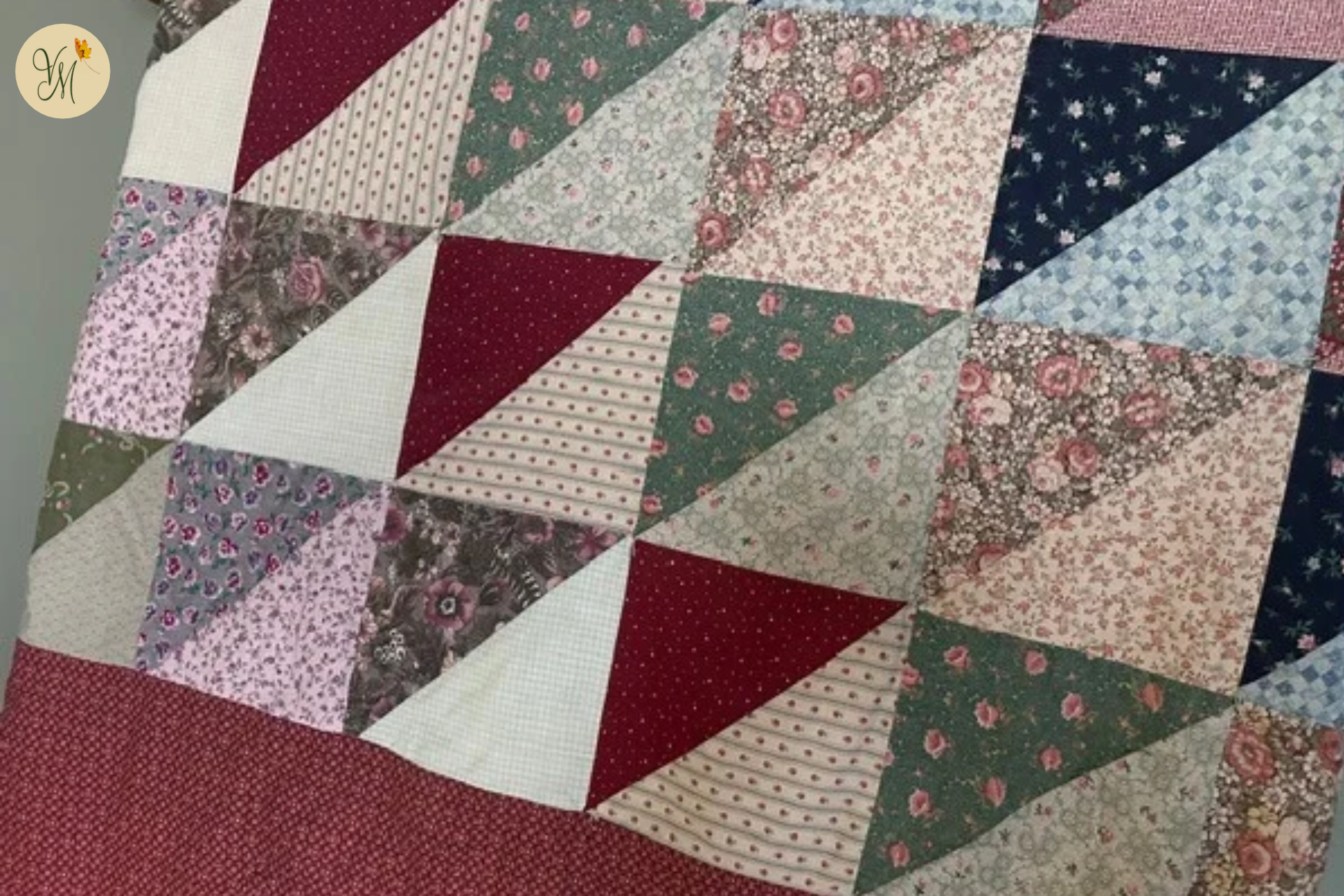 Handmade patchwork quilt illustrating how we can veer from the truth that we are saved by grace through faith.